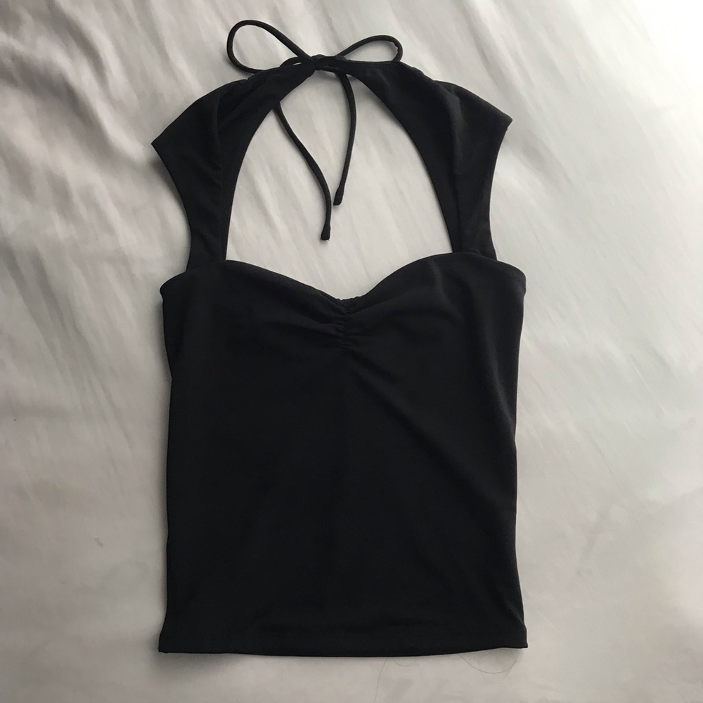 Garage sweetheart neckline open back top
